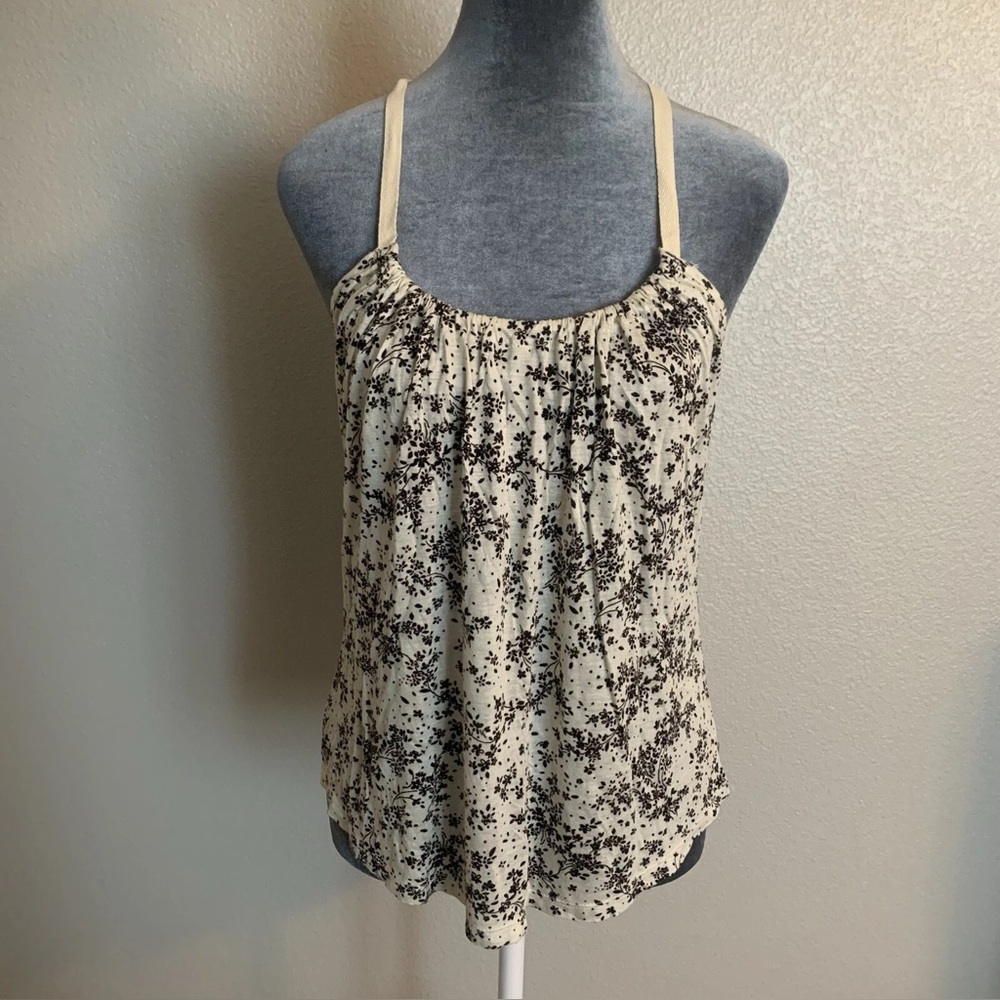 Full Tilt Women’s Medium Beige Brown Floral Blouse